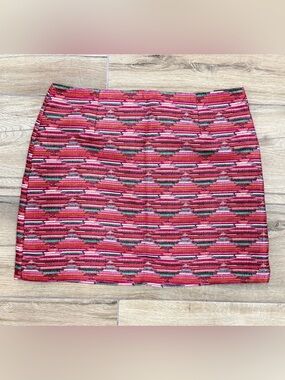 LOFT Pink Multi-Stripe Textured Mini Skirt